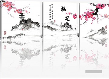 Chinesische Werke - Pflaumenblüten in Tintenstil Chinesische Landschaft